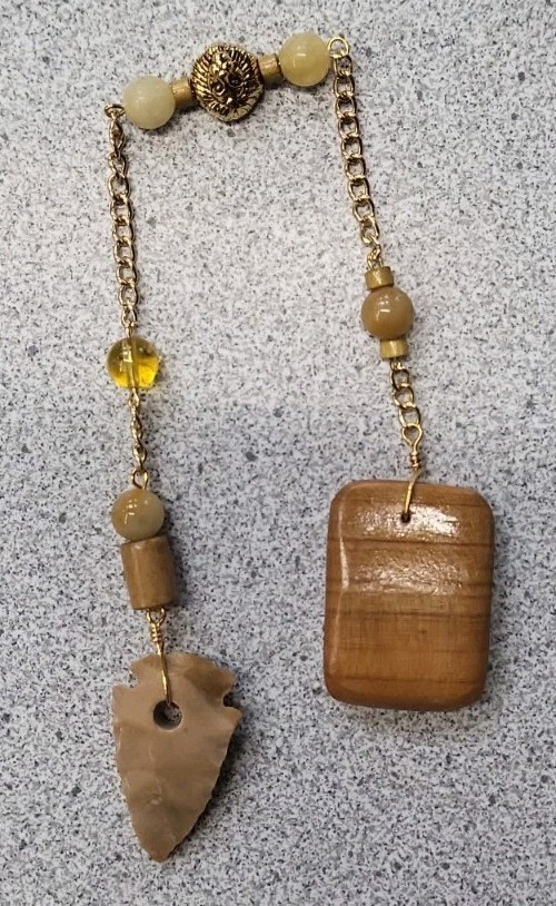 CHERRY ARROW Dowsing Pendulum 1st Chakra Root, 2nd Sacral, 3rd Solar Plexus Lion