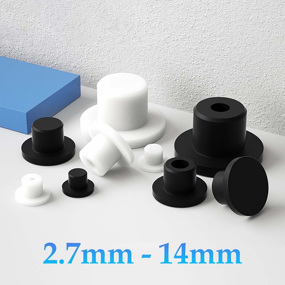 Rubber Hole Plugs 2.7-14mm Push In Compression Stem Solid Black&White Panel Plug