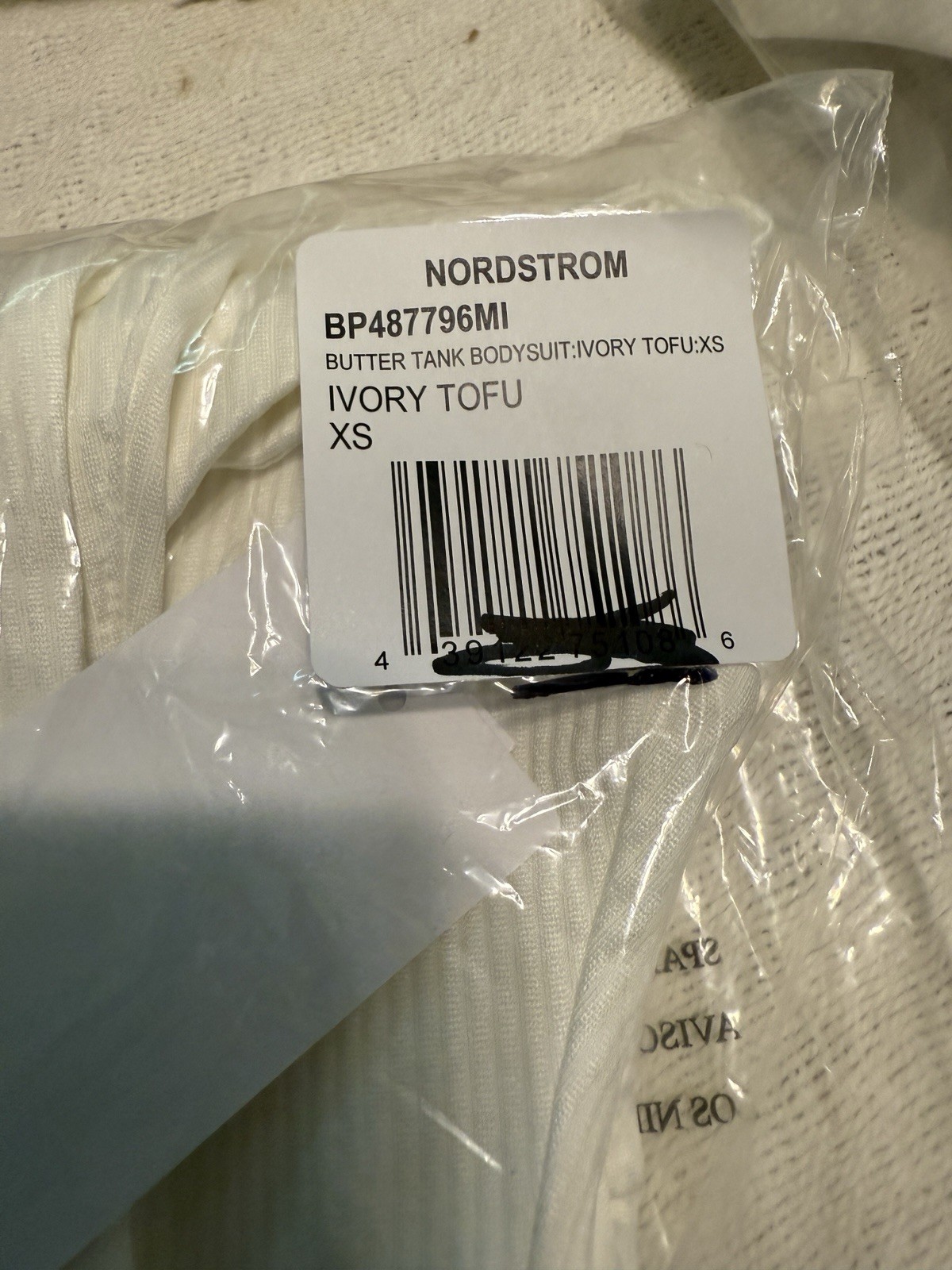 BP. Nordstrom Butter Tank Ribbed Bodysuit in Ivory Tofu Womens Size XS NWT