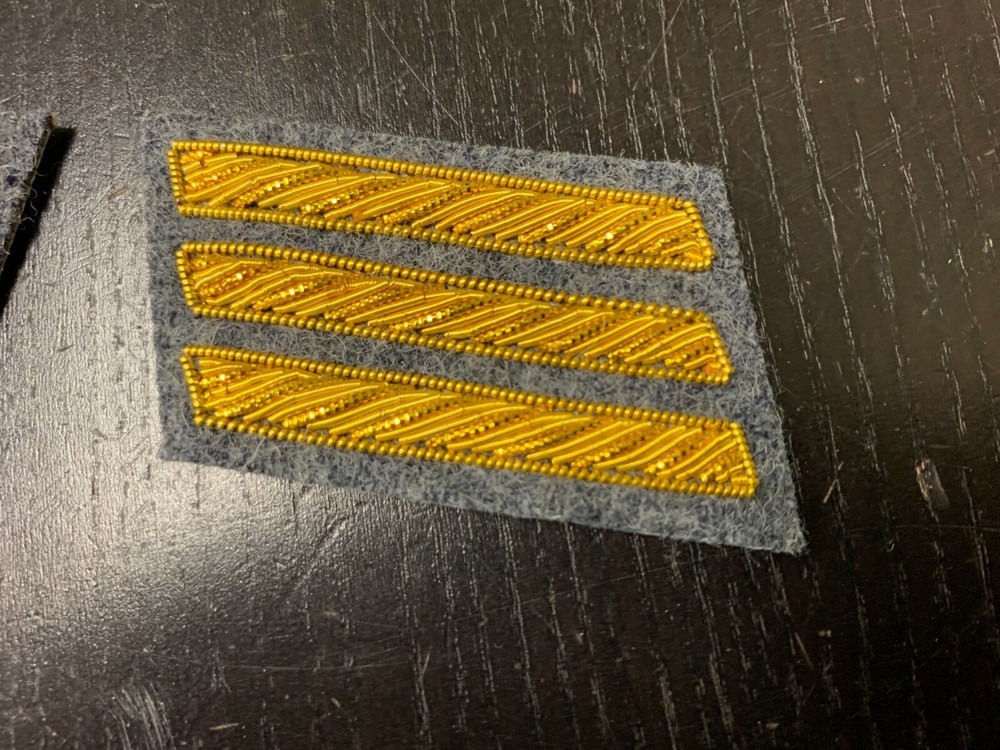 CSA Gold Embroidered Captains Bars - MEDIUM GREY Background Pair - NEW
