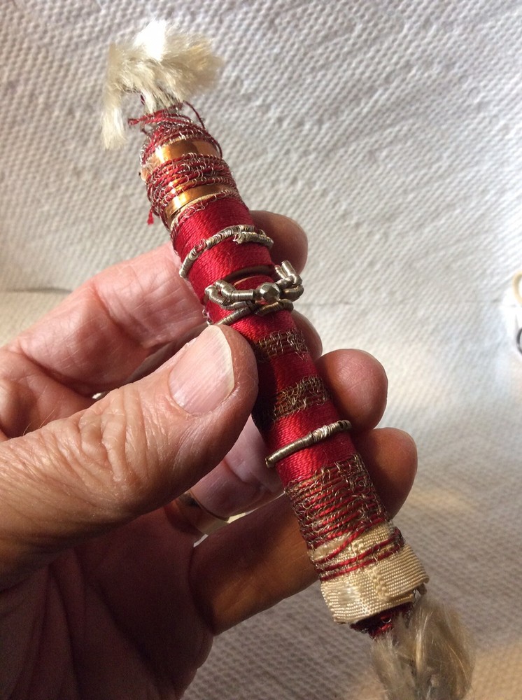 ANTIQUE SEWING-VICTORIAN SILVERED WIRE AND THREAD NEEDLE CASE