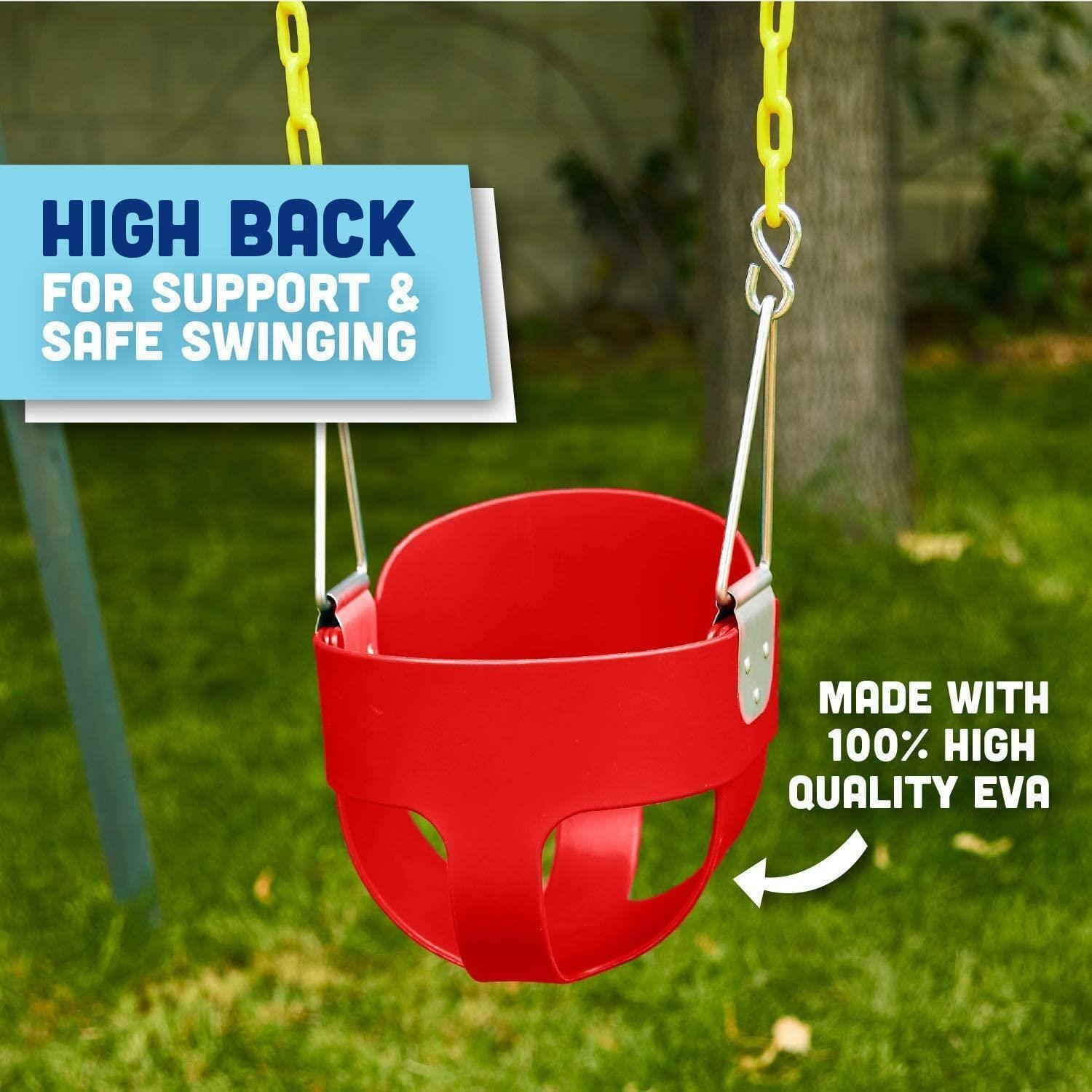 Heavy-Duty High Back Full Bucket Toddler Swing Seat with Chain Fully Assembled