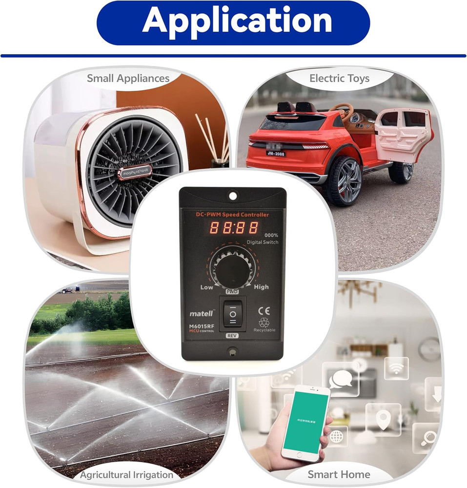 DC 12-60V 20A Motor Speed Controller (Digital Display Forward/Reverse Change)
