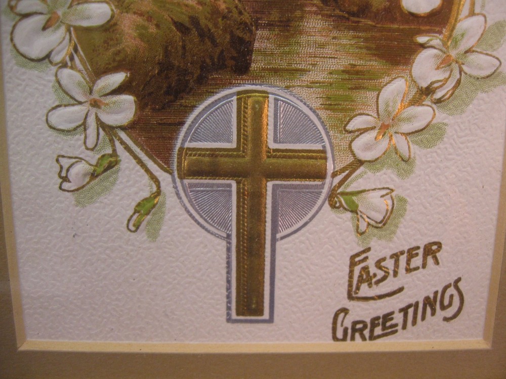 FRAMED ANTIQUE EASTER CARD (CIRCA 1910) - VERY LOVELY - NICE FRAME