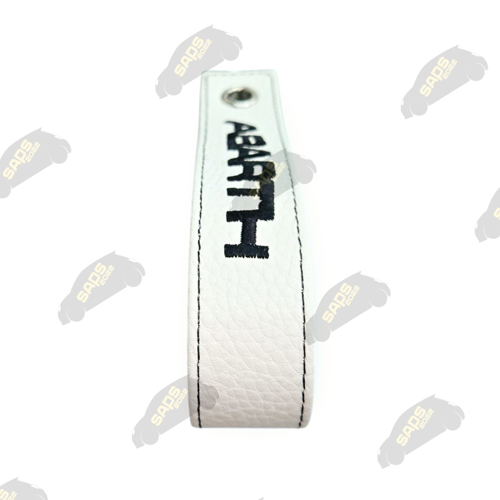 Abarth White / Black Stitch Leather Interior Boot Pull Strap Handle Fiat 500