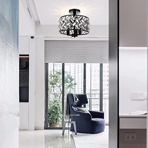 Semi Flush Mount Ceiling Light - 3-Light Crystal 11.81 inch Ceiling Light