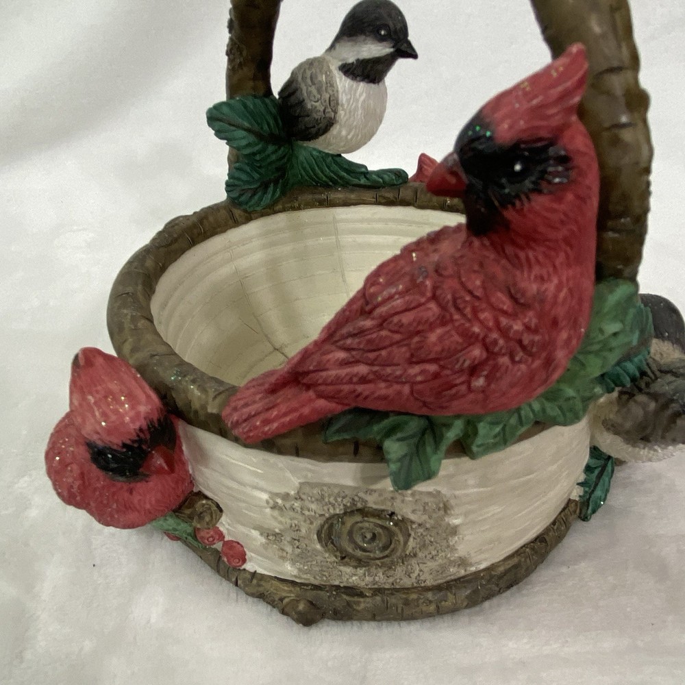 St. Nicholas Square 1999 Ceramic Candy Basket Rustic Birds