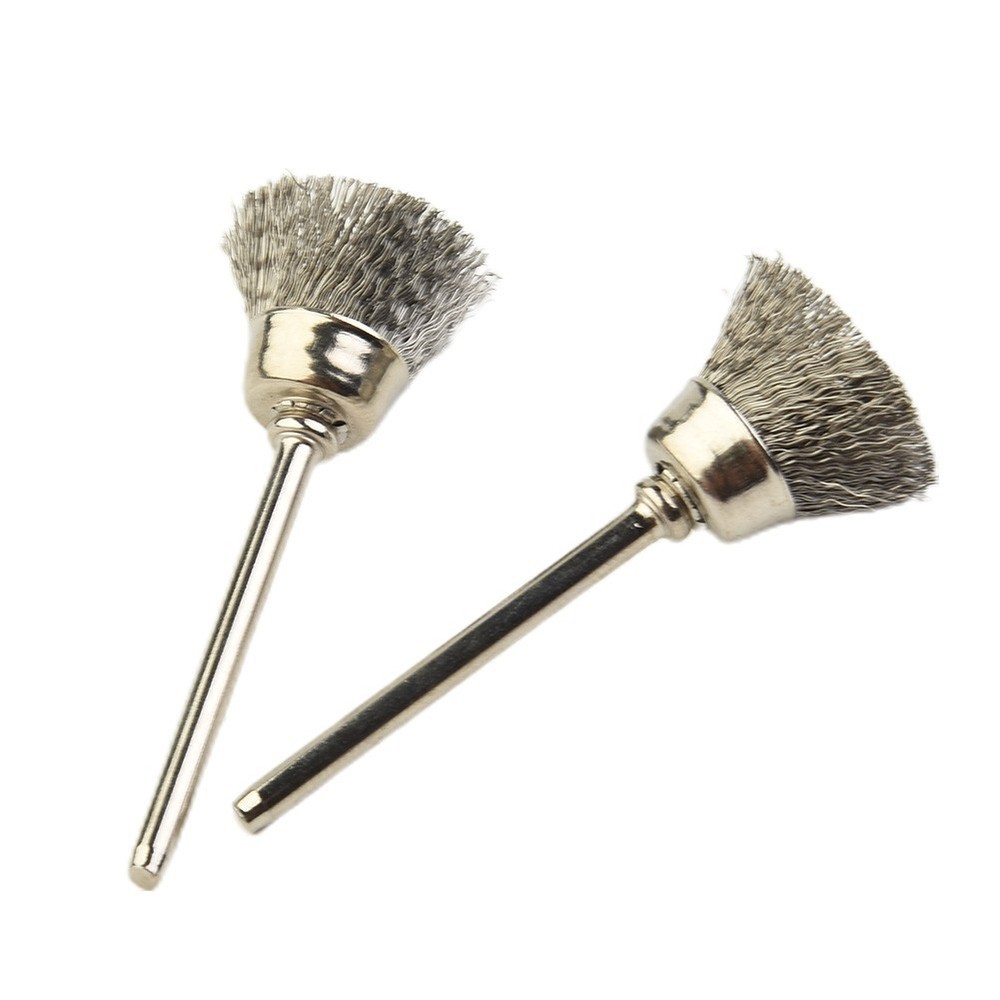 10pcs Mini Wire Brush Brushes Brass Cup Wheel for Grinder or Drill Set