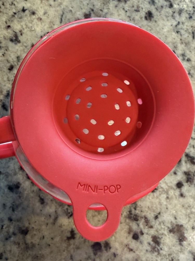 Ecolution Mini-Pop Personal Size Microwave Popcorn Popper Glass Silicone Red