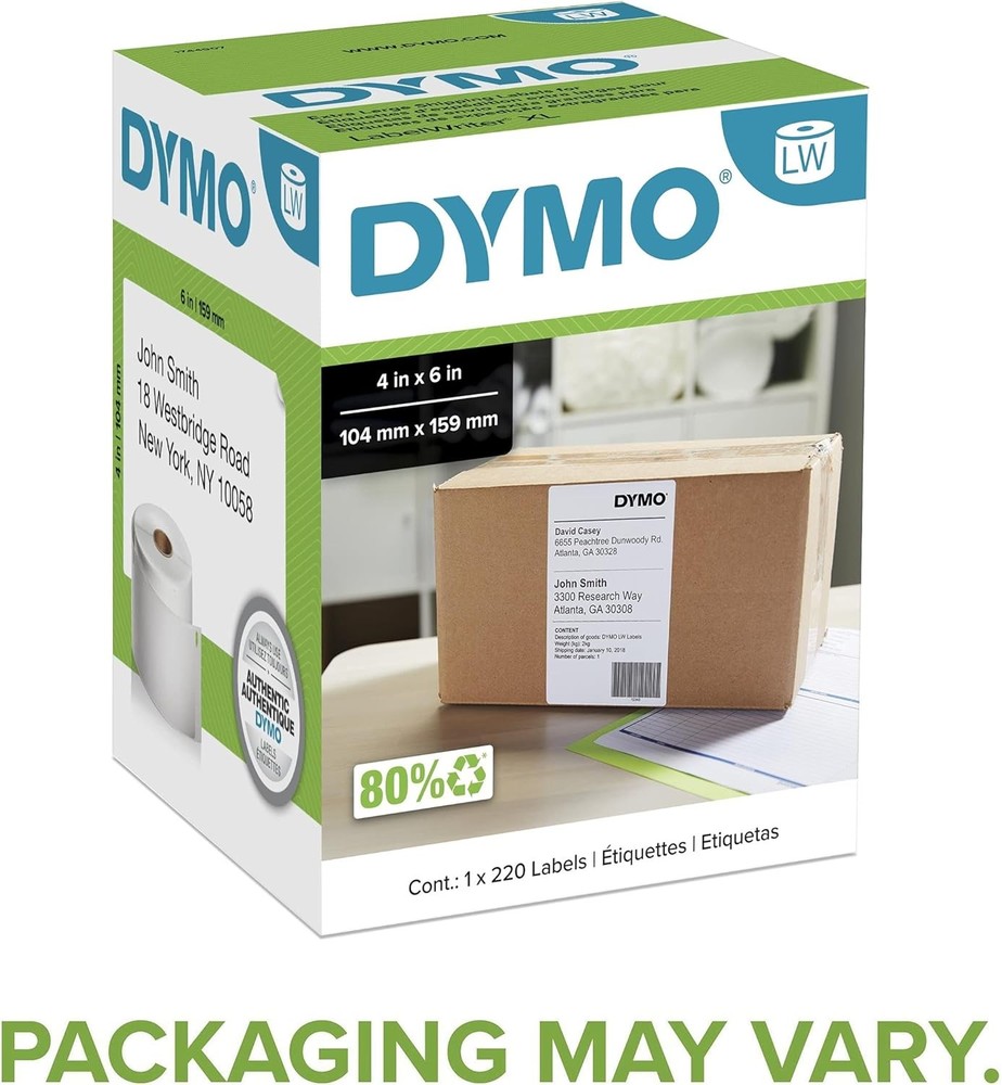DYMO Authentic LW Extra-Large Shipping Labels for 1 Roll, White