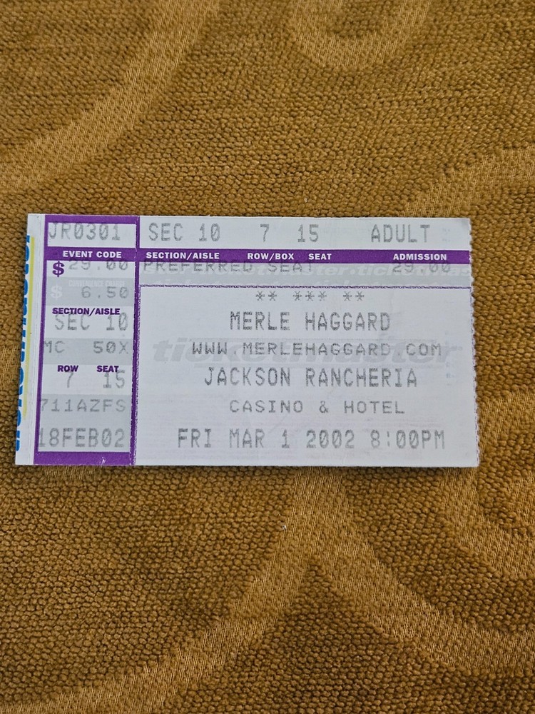 2002 MERLE HAGGARD TICKET STUB JACKSON CA