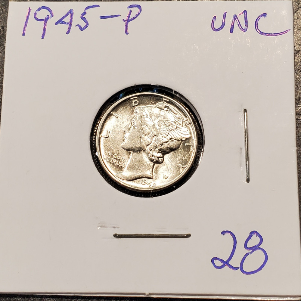 1945-P  MERCURY DIME BU-UNC  #28