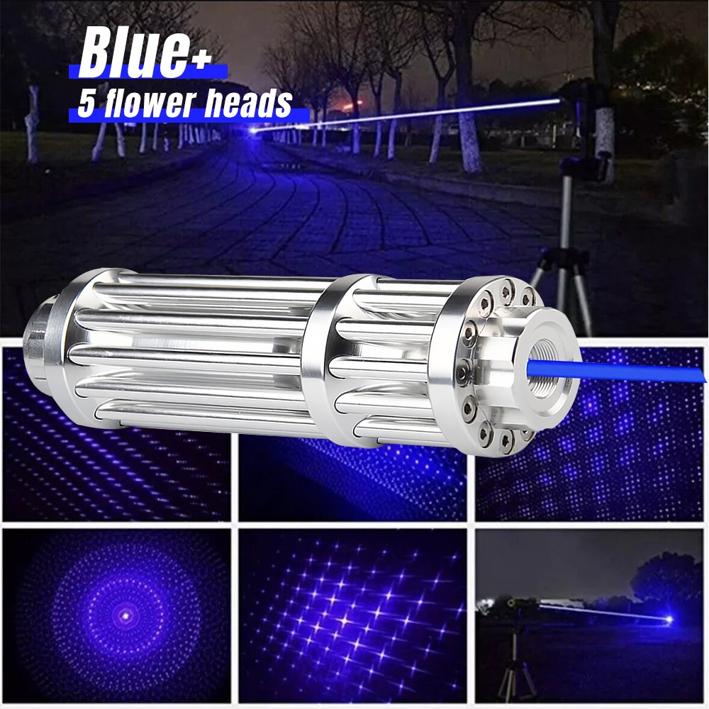 Blue Burning Laser Pointer 450-n-m Adjustable Visible Beam Dot Light 5 Heads