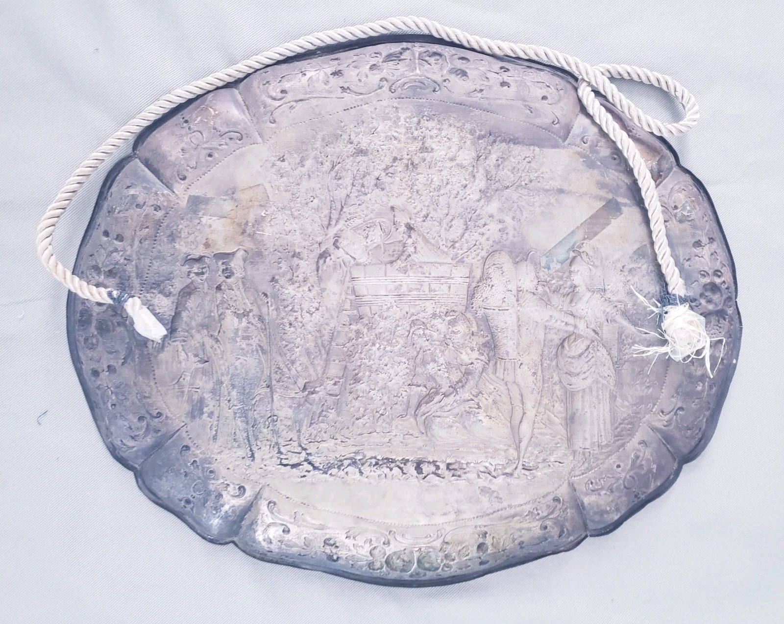 Large Antique Embossed Copper Wall Art