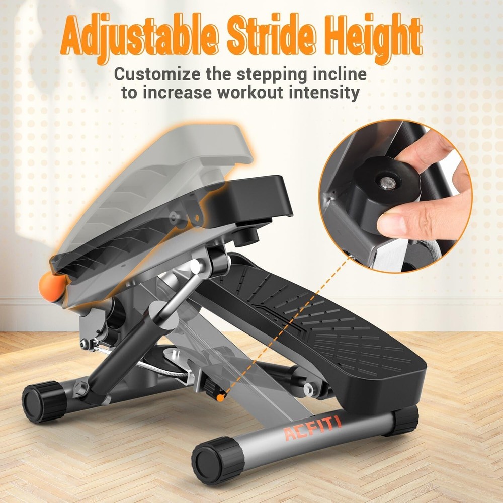 Adjustable Mini Stair Stepper with Resistance Bands,350lbs Loading Capacity