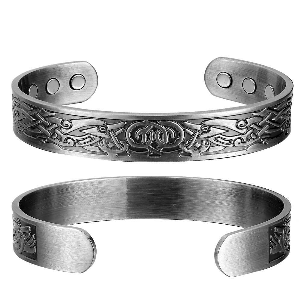 Sliver Plated Magnetic Therapy Pure Solid Copper Adjustable Bracelet