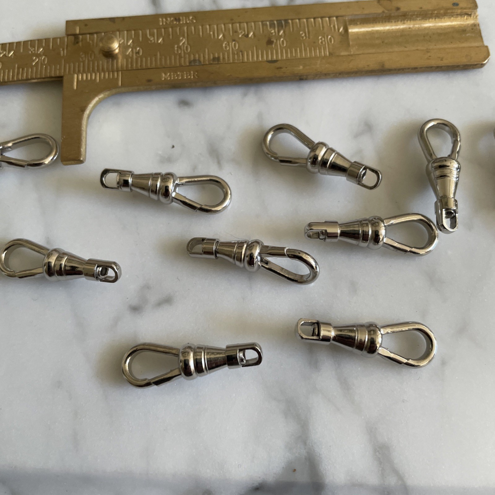 2 Pc Lot Swivel Clip Albert Watch Chain Repair White SILVER Clasp