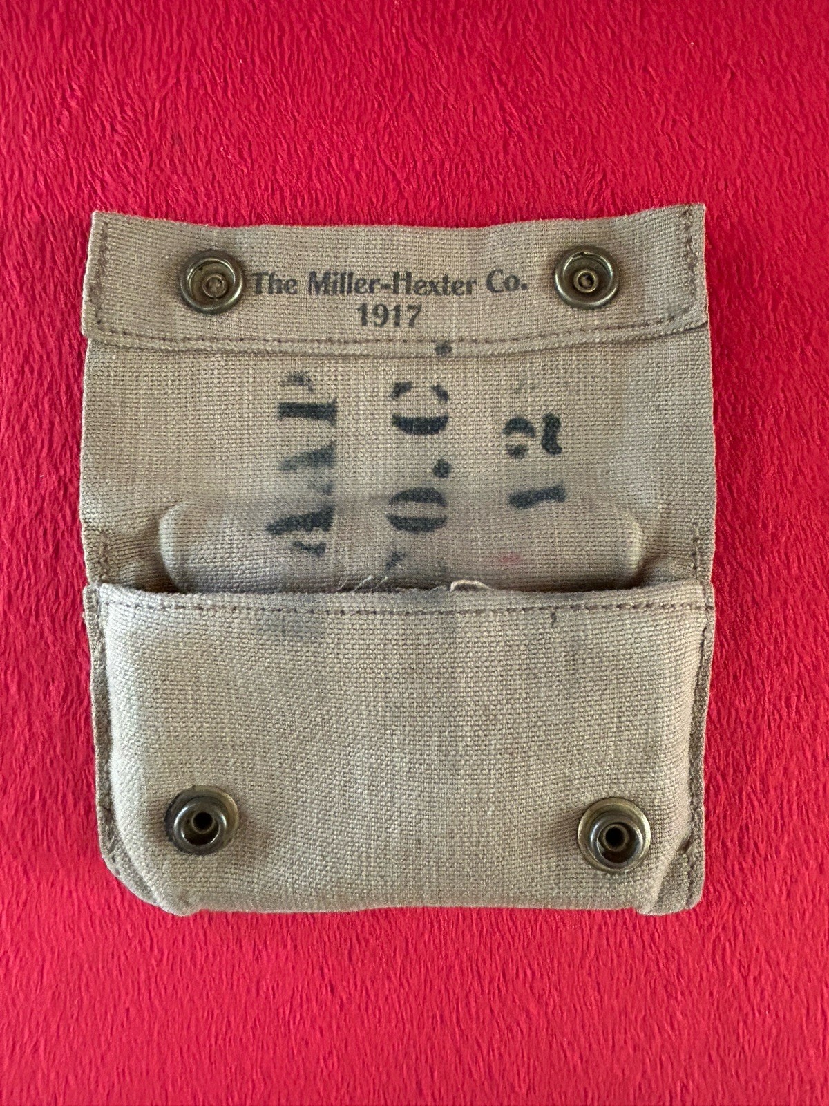 WW1 US Army M1910 First Aid Carlisle Bandage Pouch 1917 UNIT MARK WWI Artillery