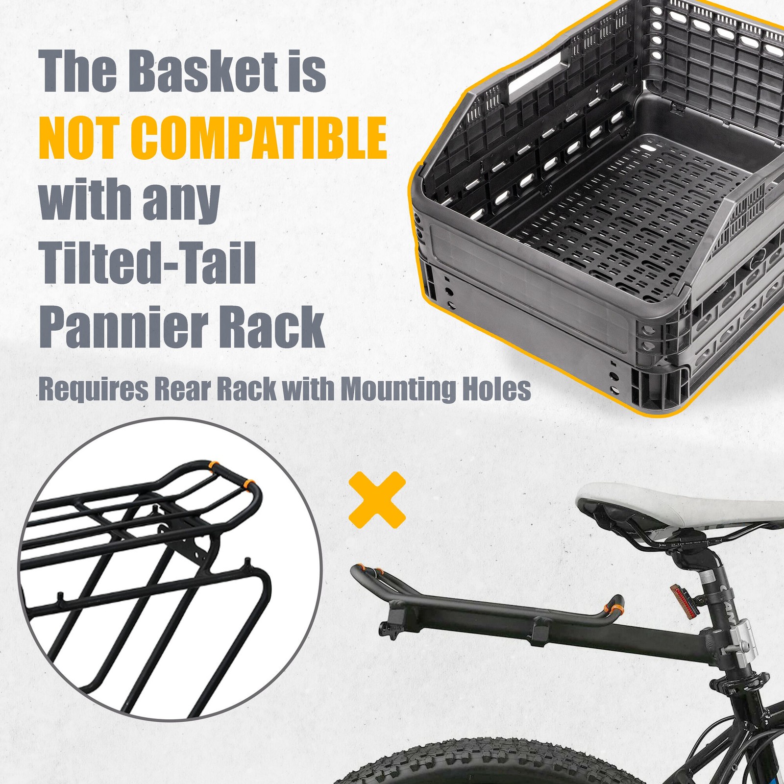 CyclingDeal Bike Bicycle Foldable Rear Basket Storage 34L Large Capacity
