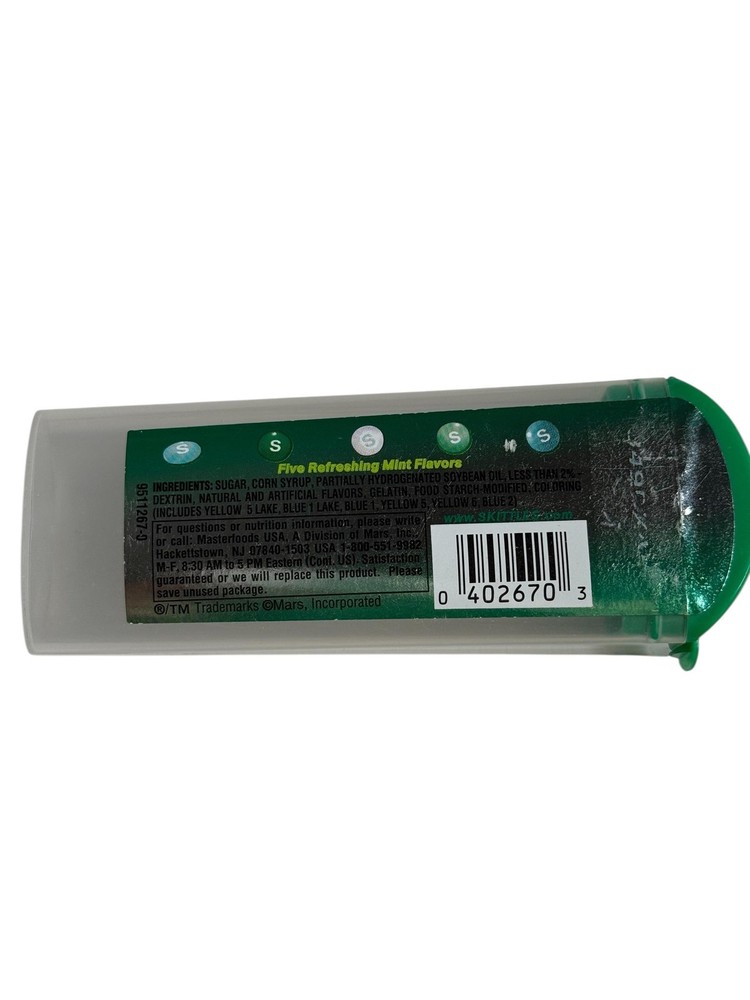 Skittles Fresh SpearMint Bite Size Mints Empty Candy Container Discontinued
