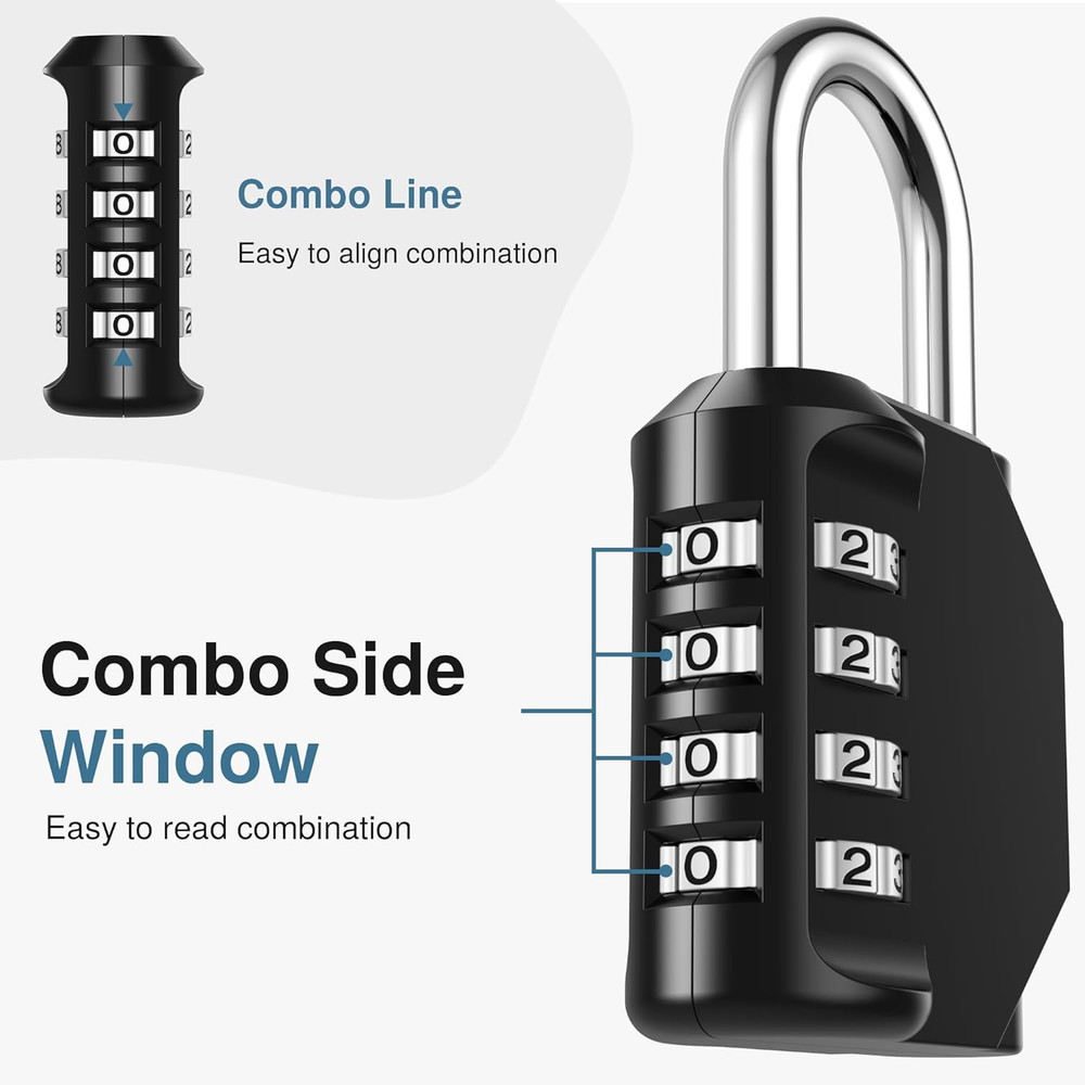 Combination Lock 10 Pack 4 Digit Waterproof Locker Locks Secure Outdoor Padlock