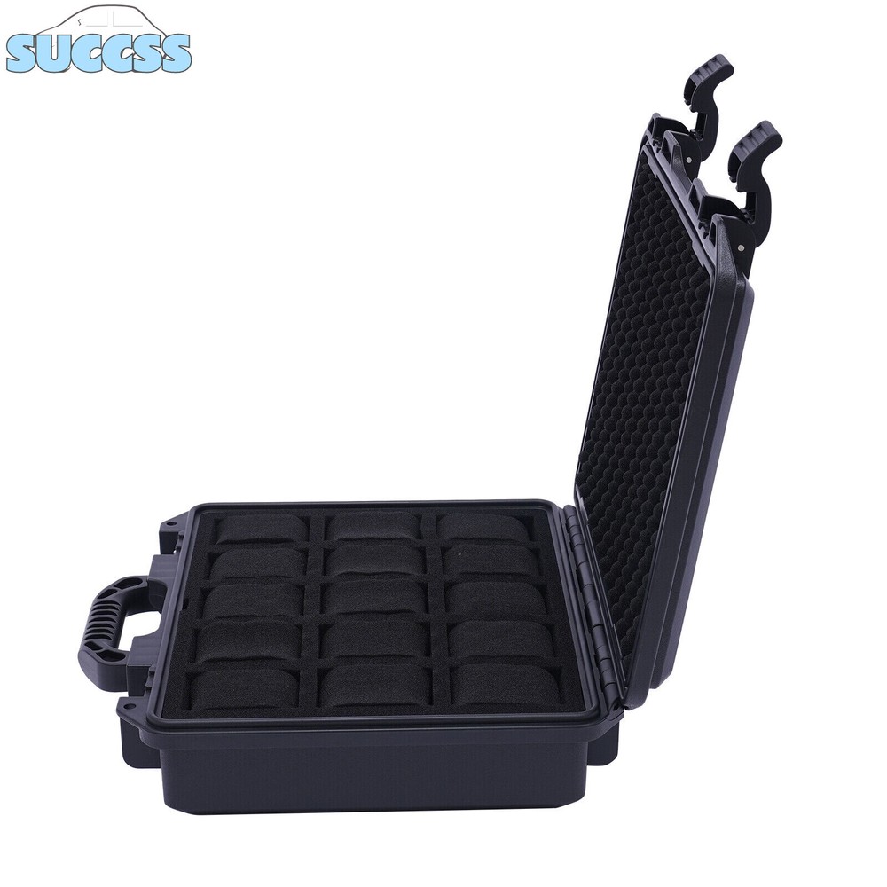 15 Slots Waterproof Plastic Suitcase Display Storage Case Watch Storage Box Case