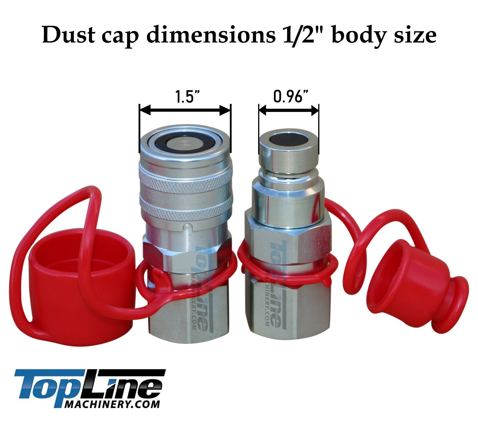1/2" body Dust cap set for Flat Face Hydraulic quick coupler Bobcat skid steer
