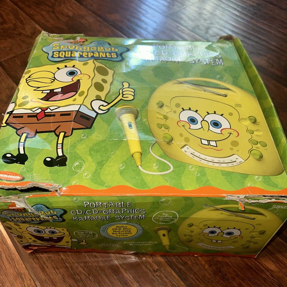 Used spongebob Portable Cd Player & Graphics Karaoke System