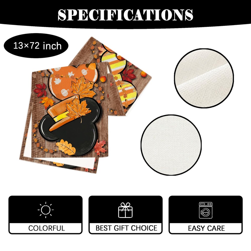 Fall Table Runner Cartoon Mouse Tablecover Autumn Mouse Table Runner Fall Aut...