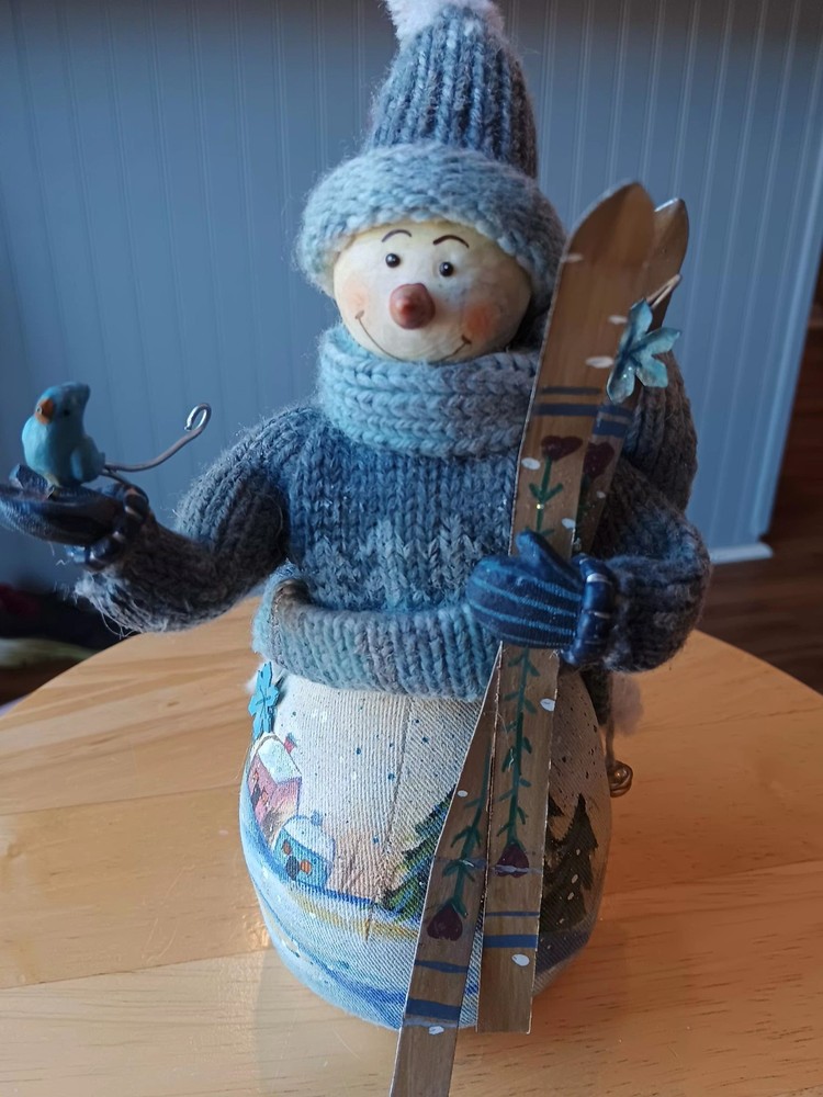 Fabric Mache Sking Snowman