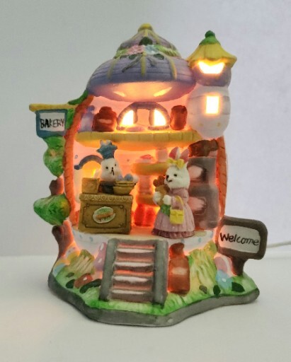 Vintage Easter Egg Porcelain Lighted Dwelling Bakery