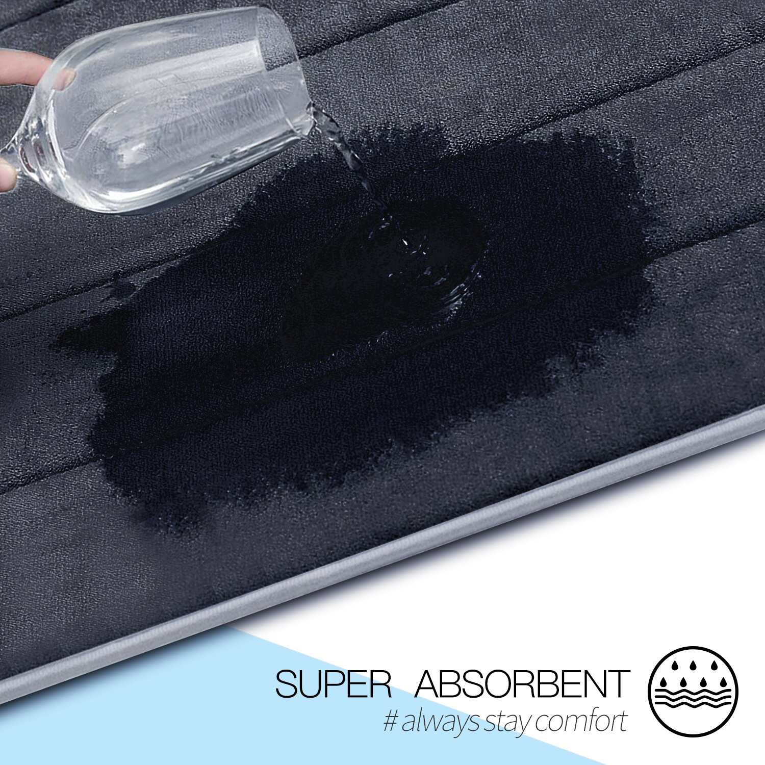 BETUS U-Shaped Contour Memory Foam Toilet Mat Velvet Washroom Rug - 16" x 24"