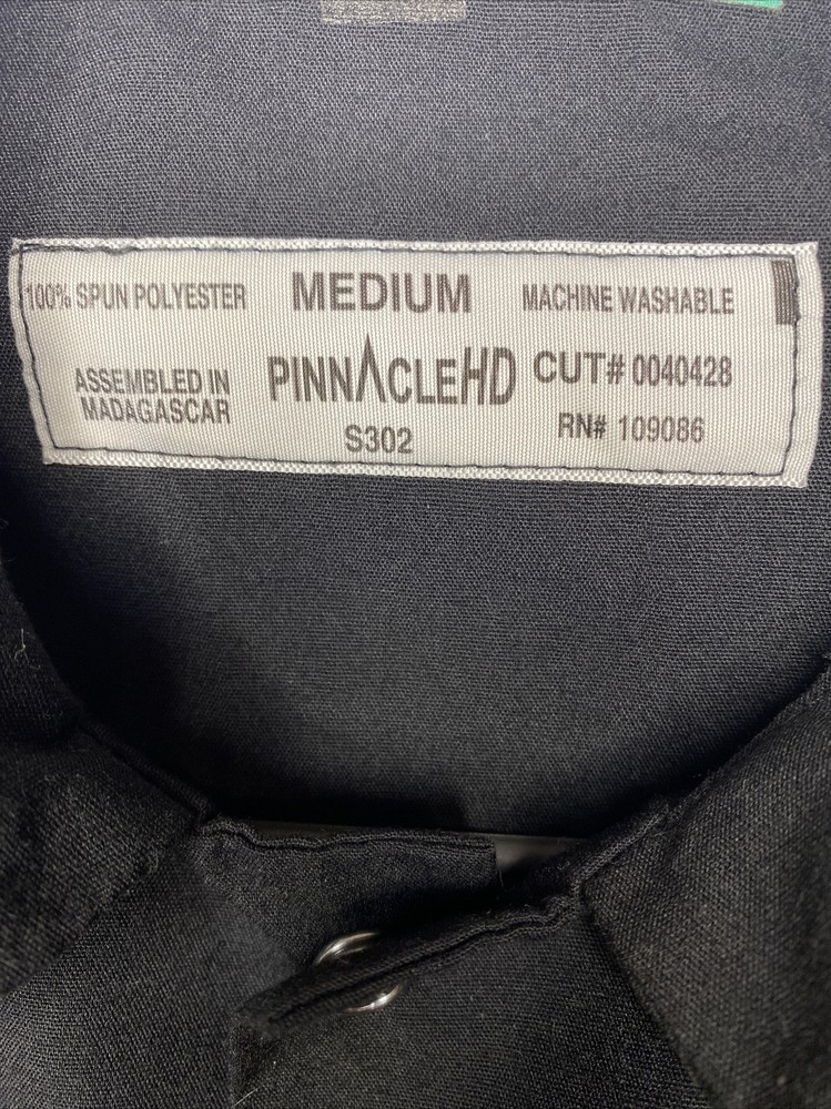PINNACLE HD SOLID BLACK MEDIUM 8 BUTTON COTTON BLEND CHEFS COOK UNIFORM COAT