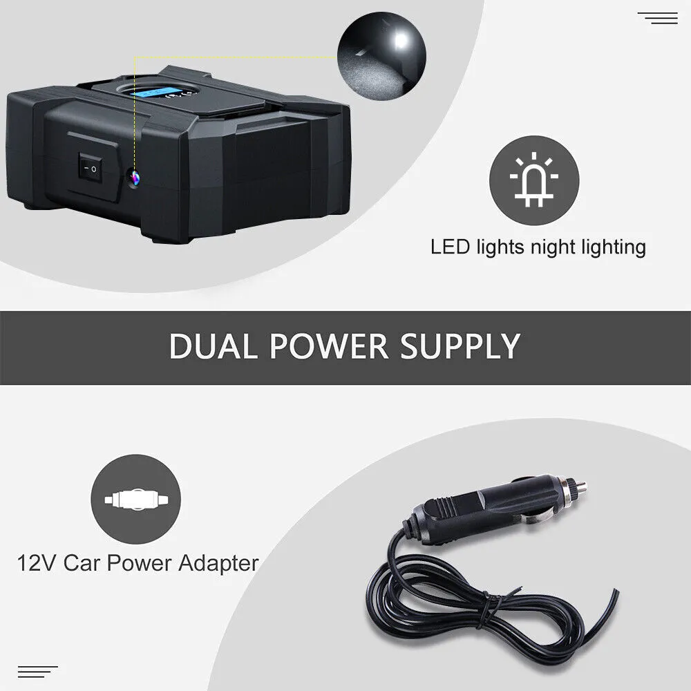 Car Air Tire Pump Inflator Portable Compressor Digital Electric Auto 150PSI 12V
