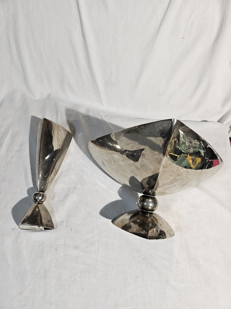 Namford Silverplated Triangular Bowl & Wine Cup Brass Collectible 🔥