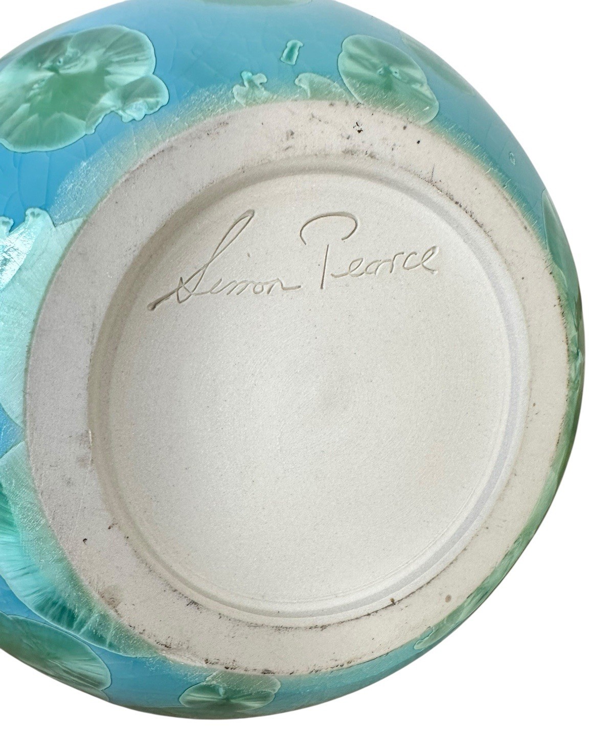 Simon Pearce Teardrop Jade Crystalline Vase Celadon Organic Studio Pottery