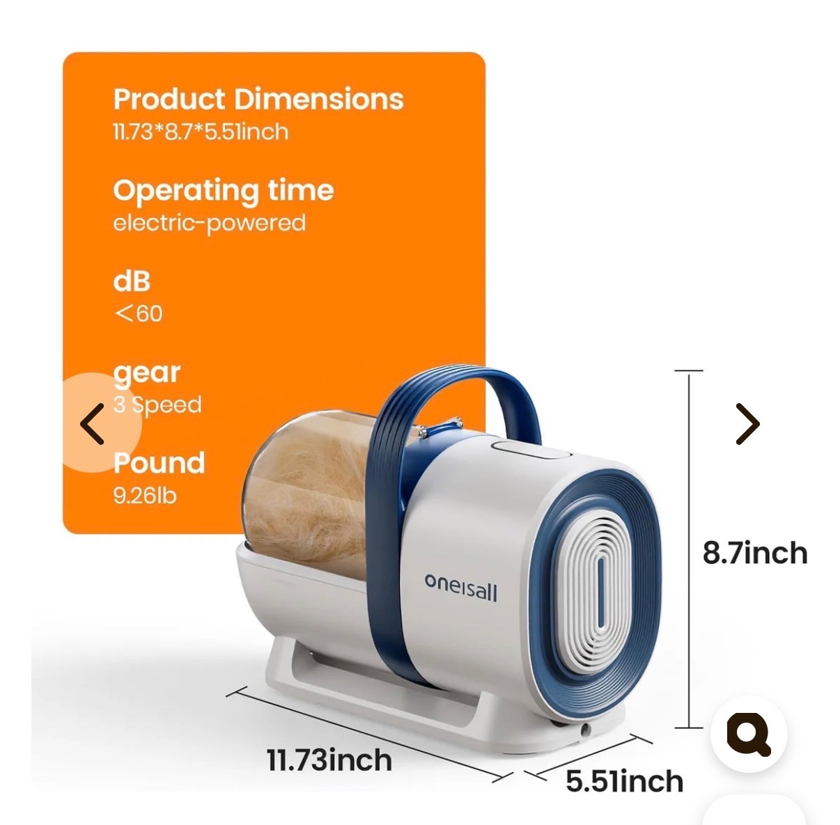 Oneisall LM2 Pet Grooming Kit Vacuum Dog Hair Clipper Grooming System