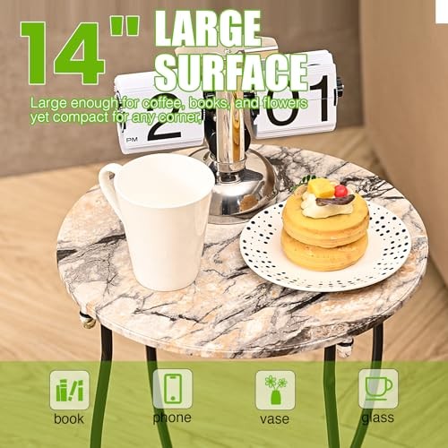 Patio Side Table, Versatile 14" Round Side Table for Balcony Yard Porch