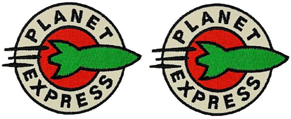 Futurama Planet Express Logo Embroidered Patch | 2PC - Hook Backing  2.5"x2.5"
