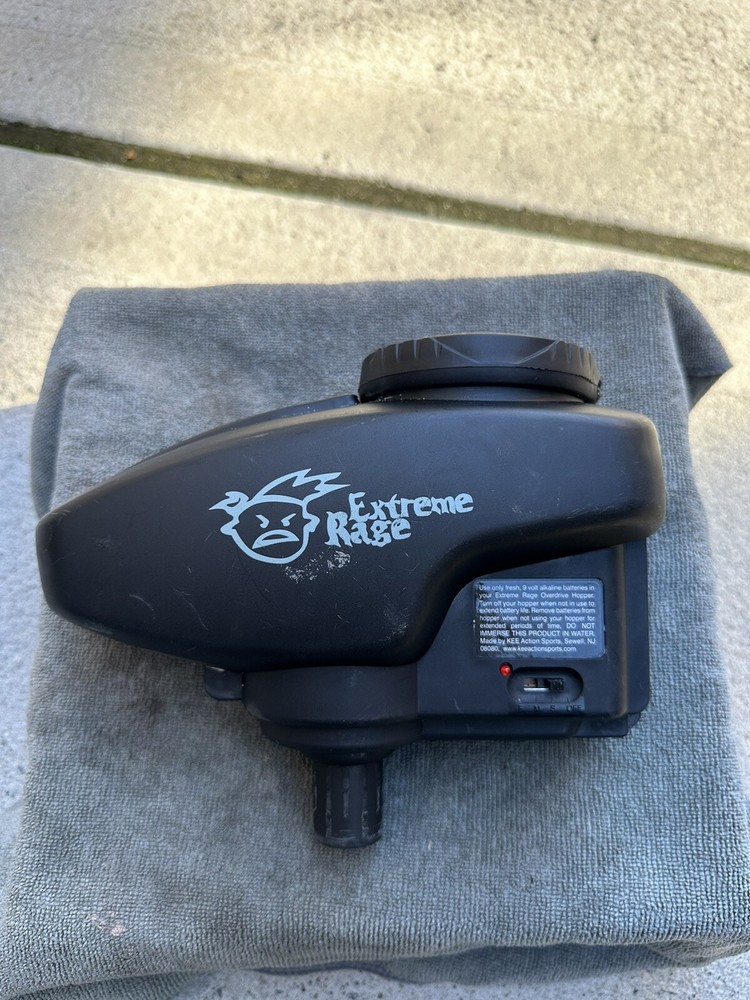 Extreme rage paintball automatic hooper Black Used Good condition with speedfeed