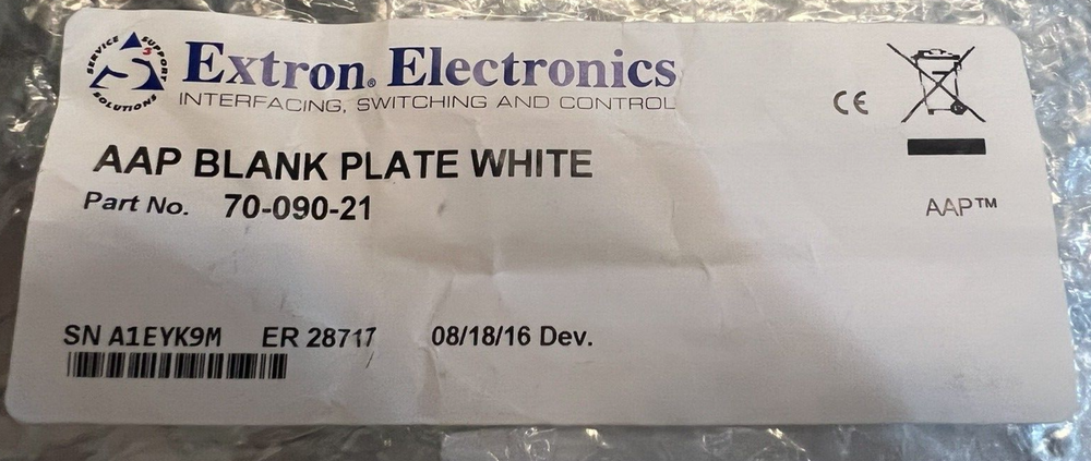 EXTRON 70-090-21 AAP Blank Plate White, NEW