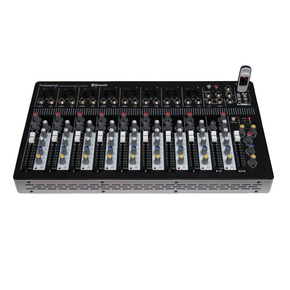 10CH Audio Sound Mixer Function Recording Mixing Console Effects Bluetooth Mix