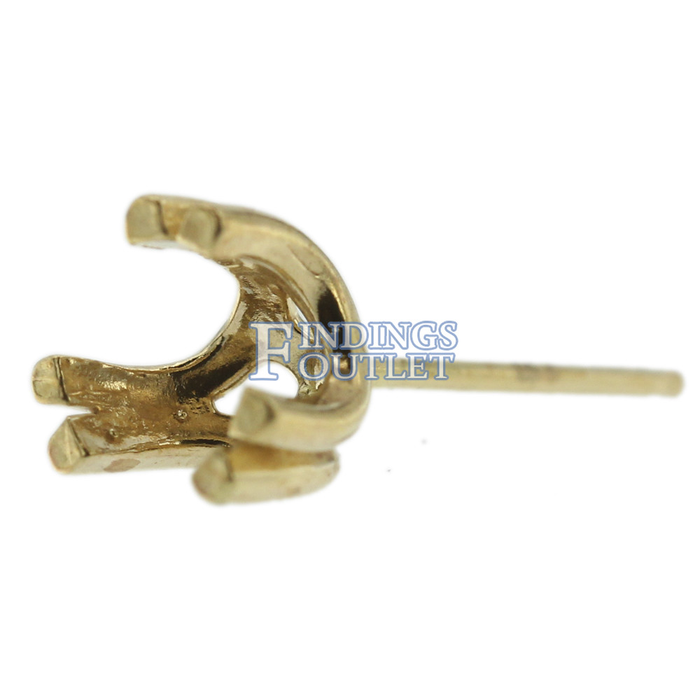 14k Yellow Gold Round Stud Earring Mounting Setting Push Back Post Double Prong