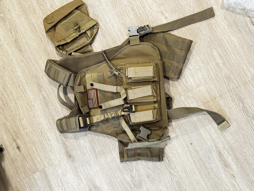 Brown Nylon Tactical Chest Rig Adjustable Lightweight Durable Multiple Pockets