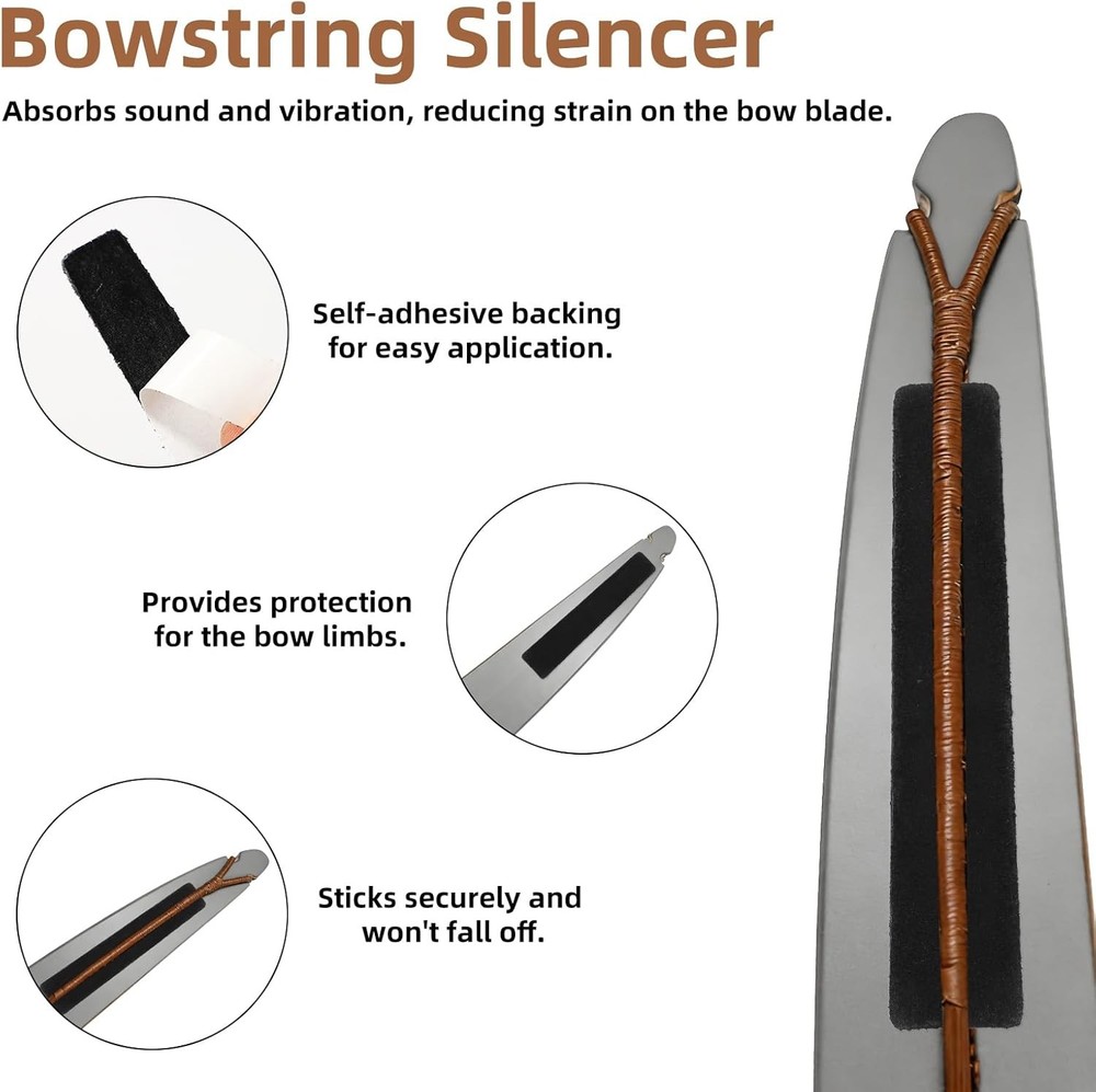 4pcs Archery Bow String Silencers, Premium Limb Silencing Bowstring black