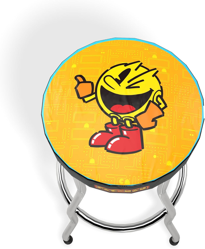 Adjustable Stool wChrome-Plated High-Density Foam Padding Pac-Man