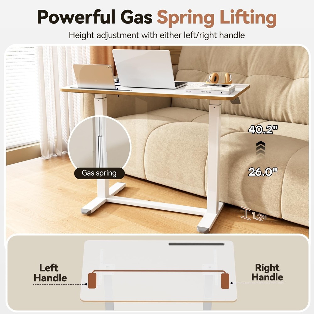 Mobile Standing Desk, 35inch Small Rolling Table with Drawer, Height Adjustab...