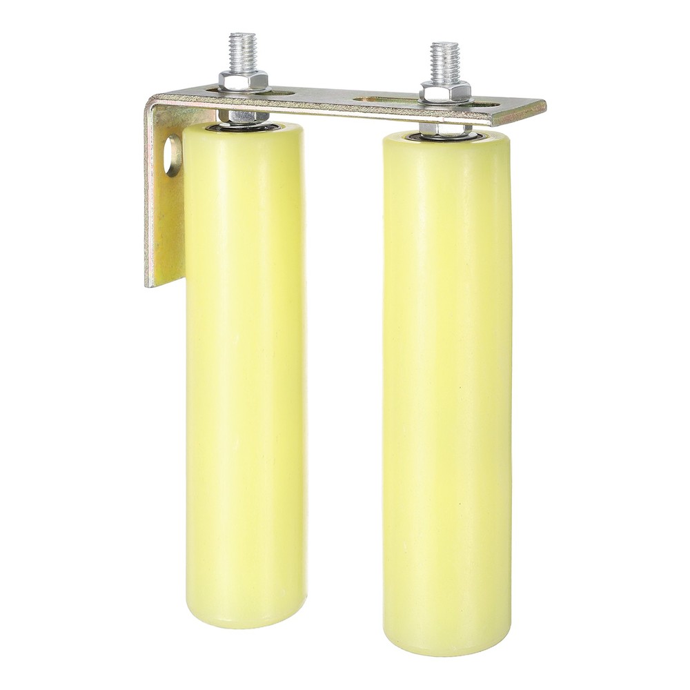 2Pcs Slide Gate Guide Roller 8" Nylon Gate Support Rollers with Bracket, Yellow