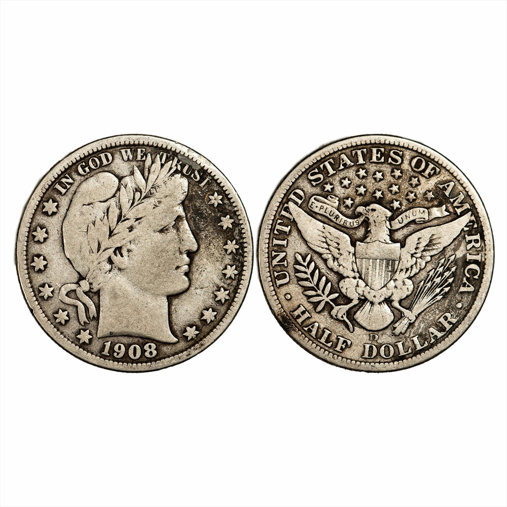 1908D Barber Half Dollar 50C Raw