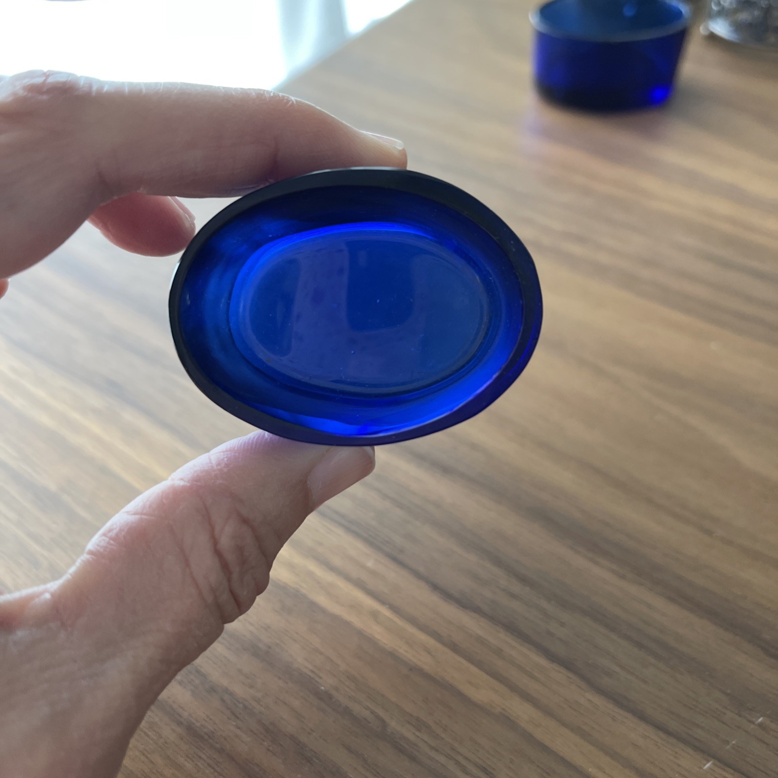 Cobalt & Silver Salt Cellars Or Dips Antique Set of 2